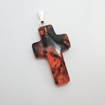 Simple Cognac Amber Cross Pendant